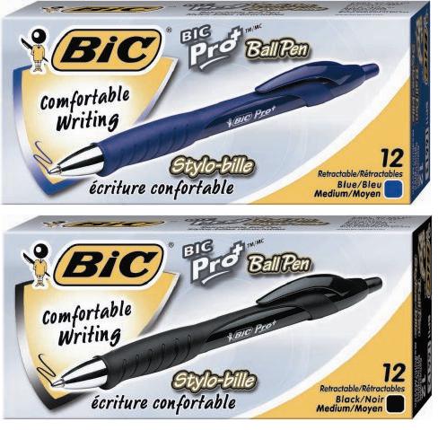 Bic pen ballpoint retractable, hybrid Ink, 6 pack, Black, medium point (070330166127)