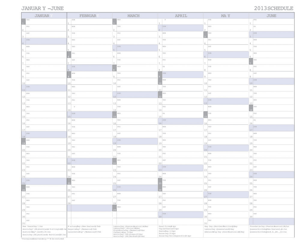 monthly year planner